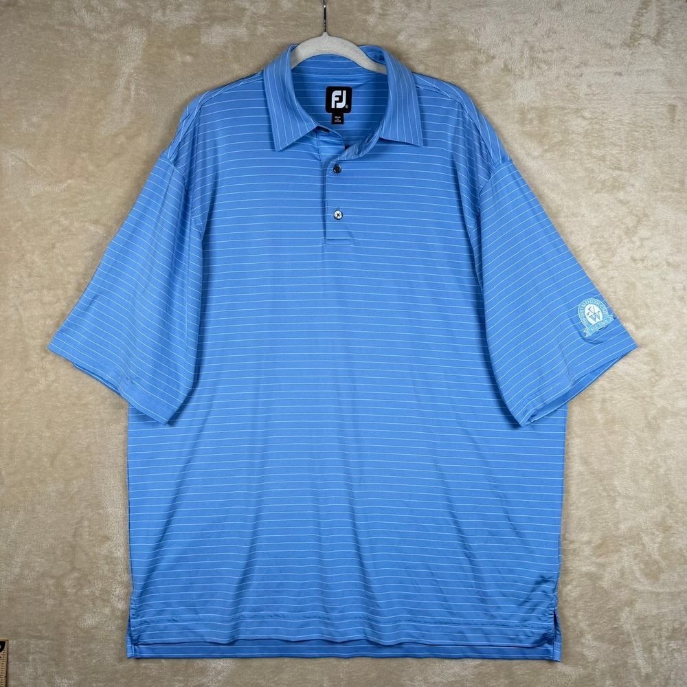 FootJoy ProDry Mens XL‎ Blue Striped Golf Polo Shirt Weymouth Club 1006488